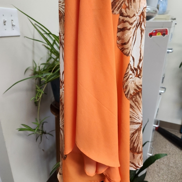 Chico's Orange and Brown Embellished Cap Sleeve Blouse - Picture 4 of 9